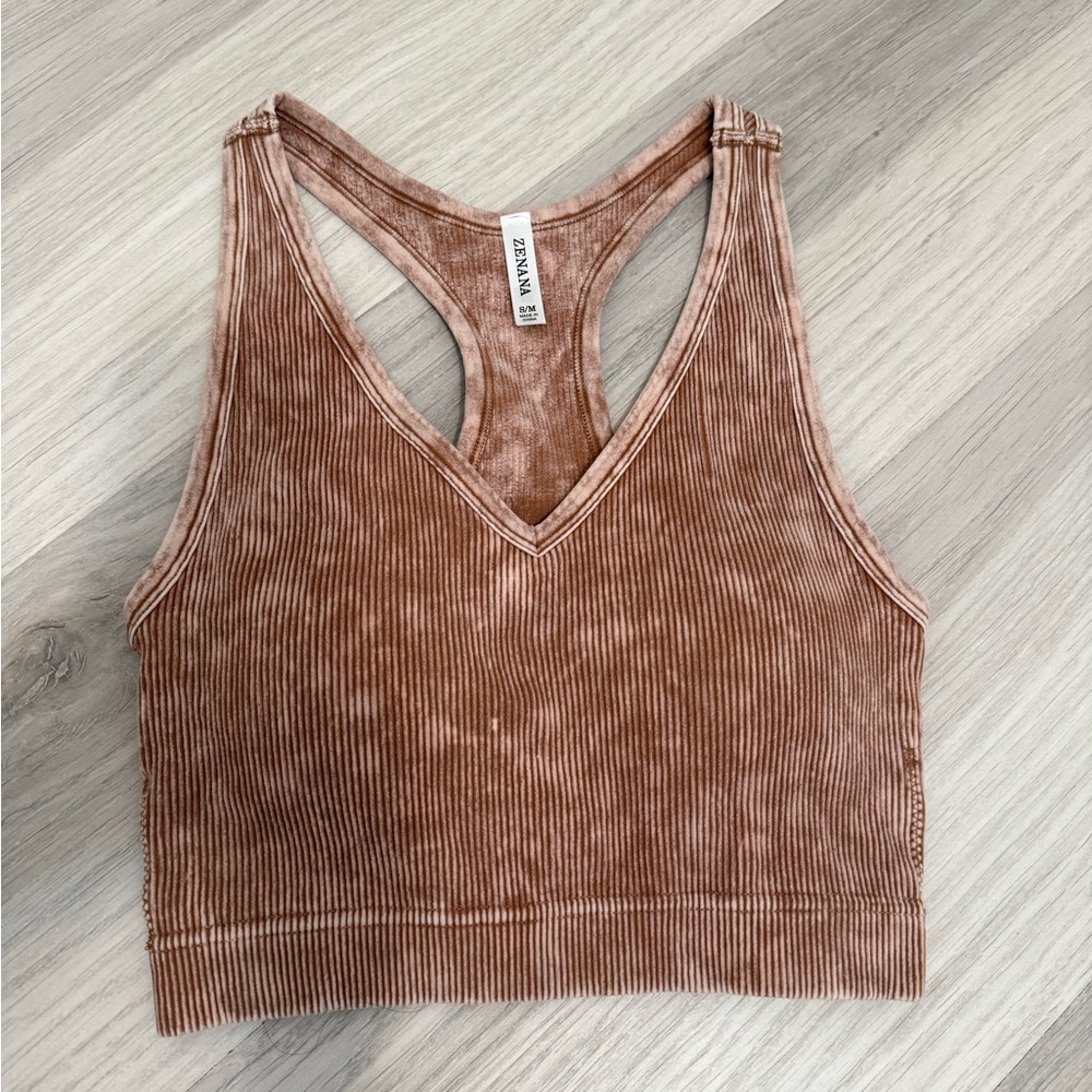 Zenana Tan Ribbed Tank Top - Picture 2 of 7